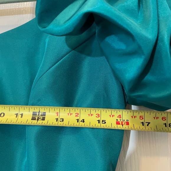 1980s ILGWU forest green bridesmaid prom evening gown vintage ball gown puff fun - Picture 12 of 15